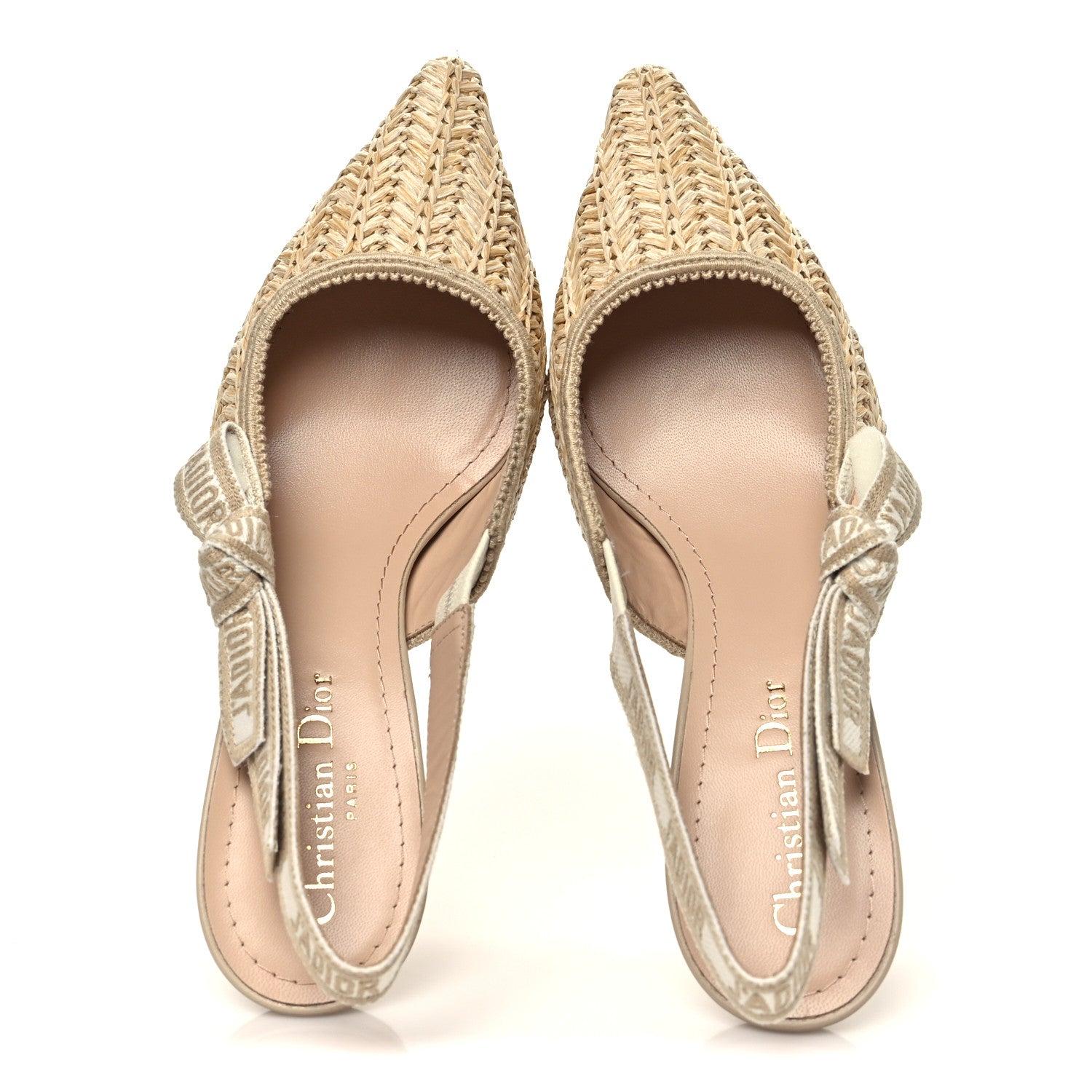 Christian Dior Raffia Embroidered J'Adior Slingback 65mm Pumps 38 Taupe 2 of 7