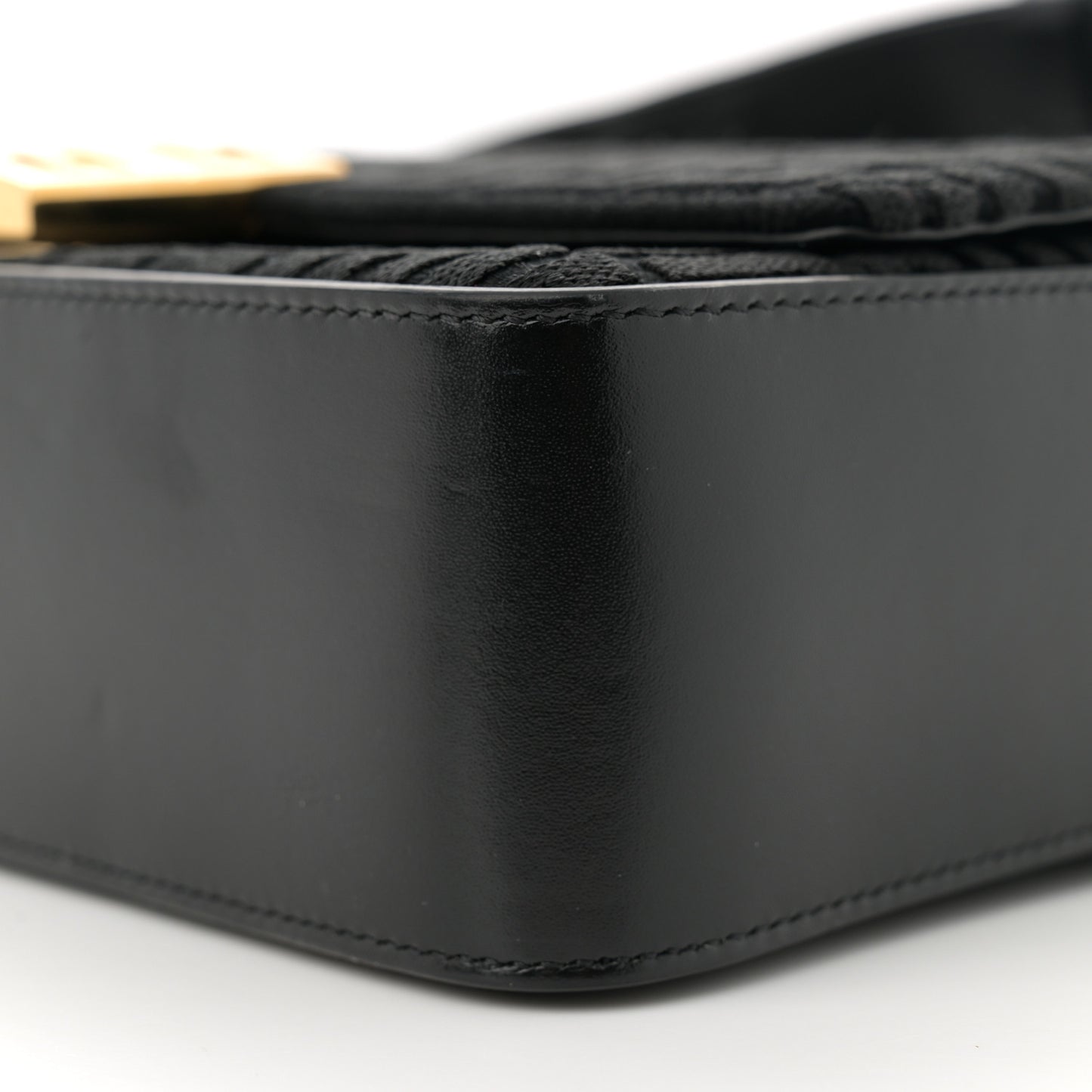 Canvas Woven Embroidered Medium 4G Bag With Chain Black