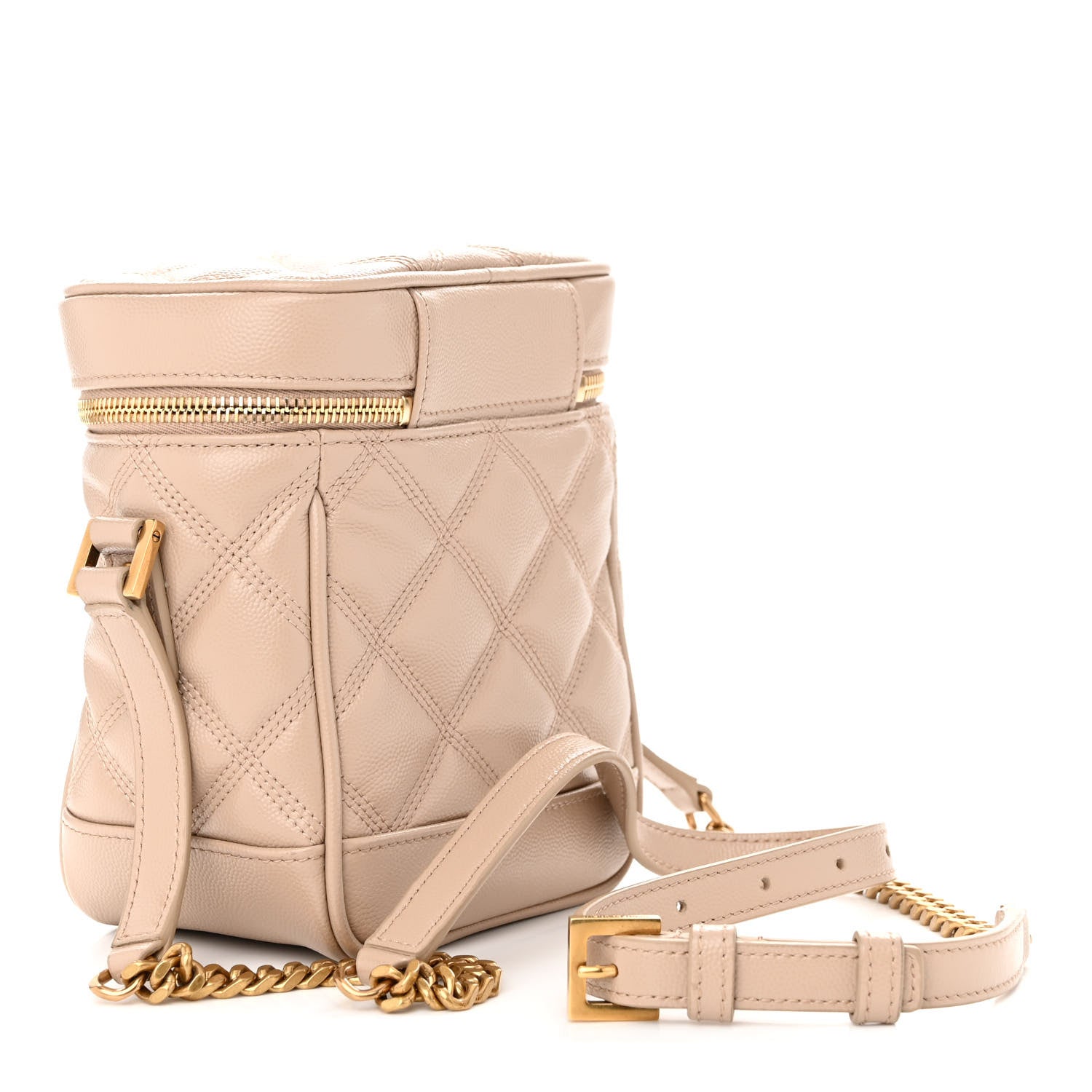 Saint Laurent Grain de Poudre Quilted 80's Vanity Bag Dark Beige 3 of 10