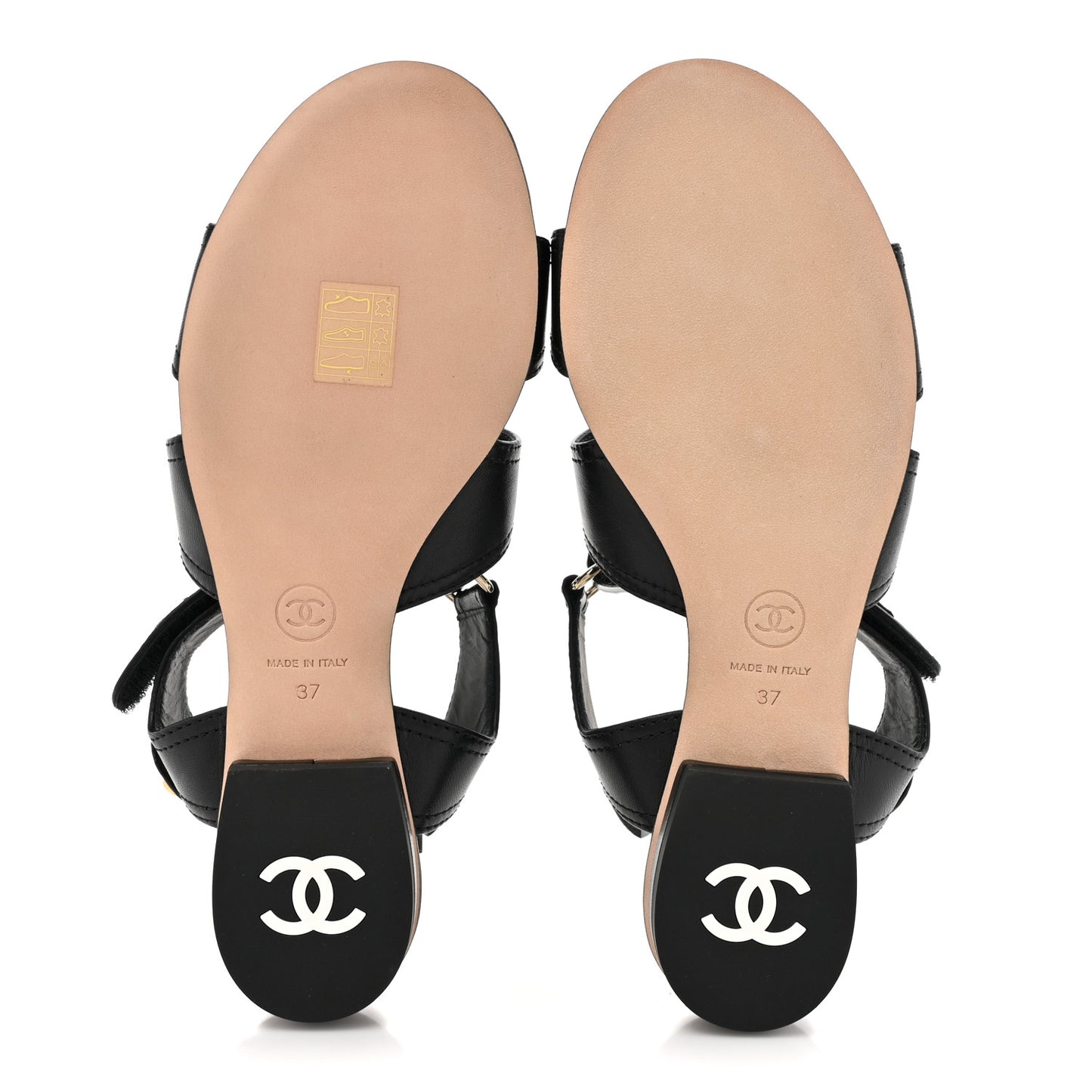 Lambskin Logo CC Turnlock Sandals 37 Black