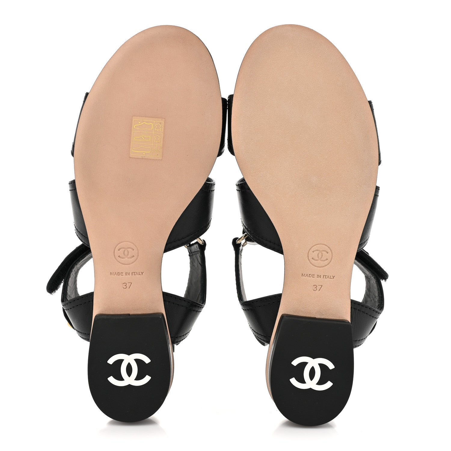 Chanel Lambskin Logo CC Turnlock Sandals 37 Black 5 of 9