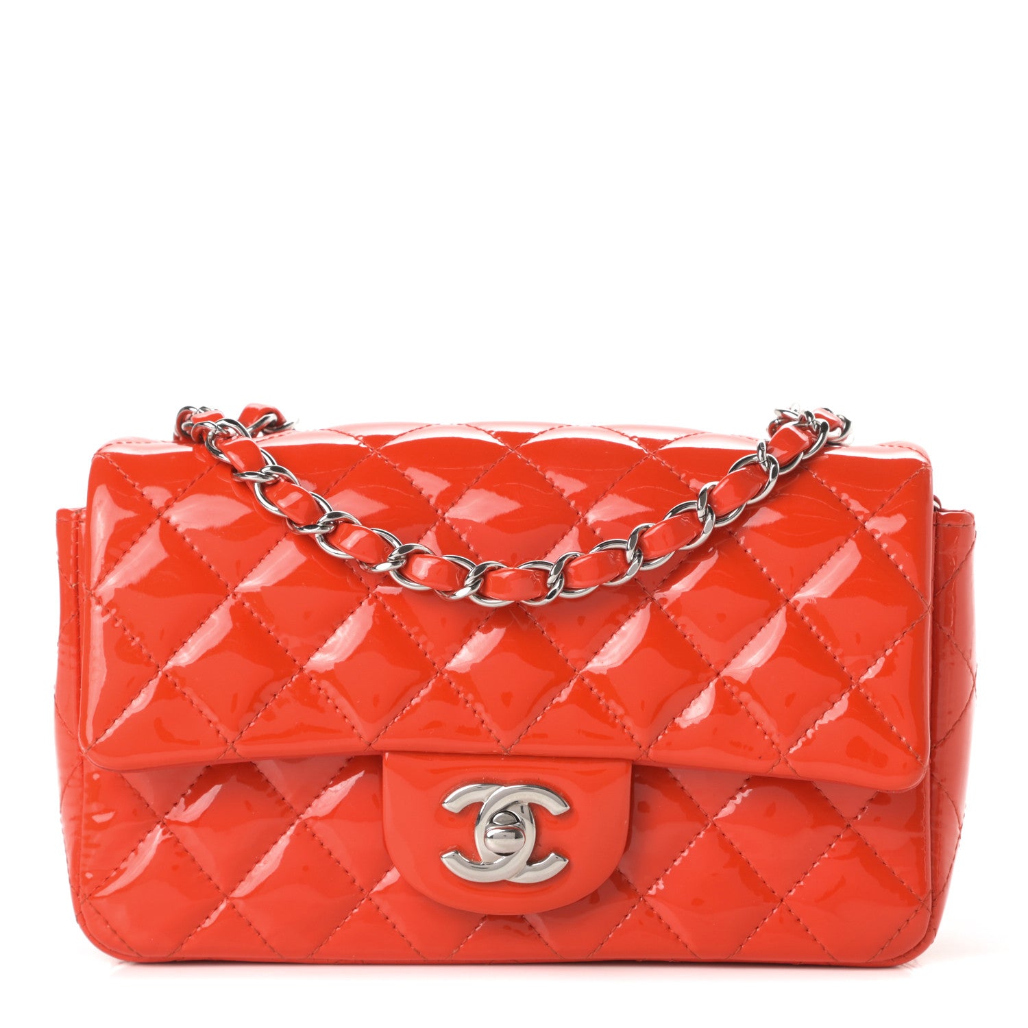 Chanel Patent Calfskin Quilted Mini Rectangular Flap Red 1 of 12
