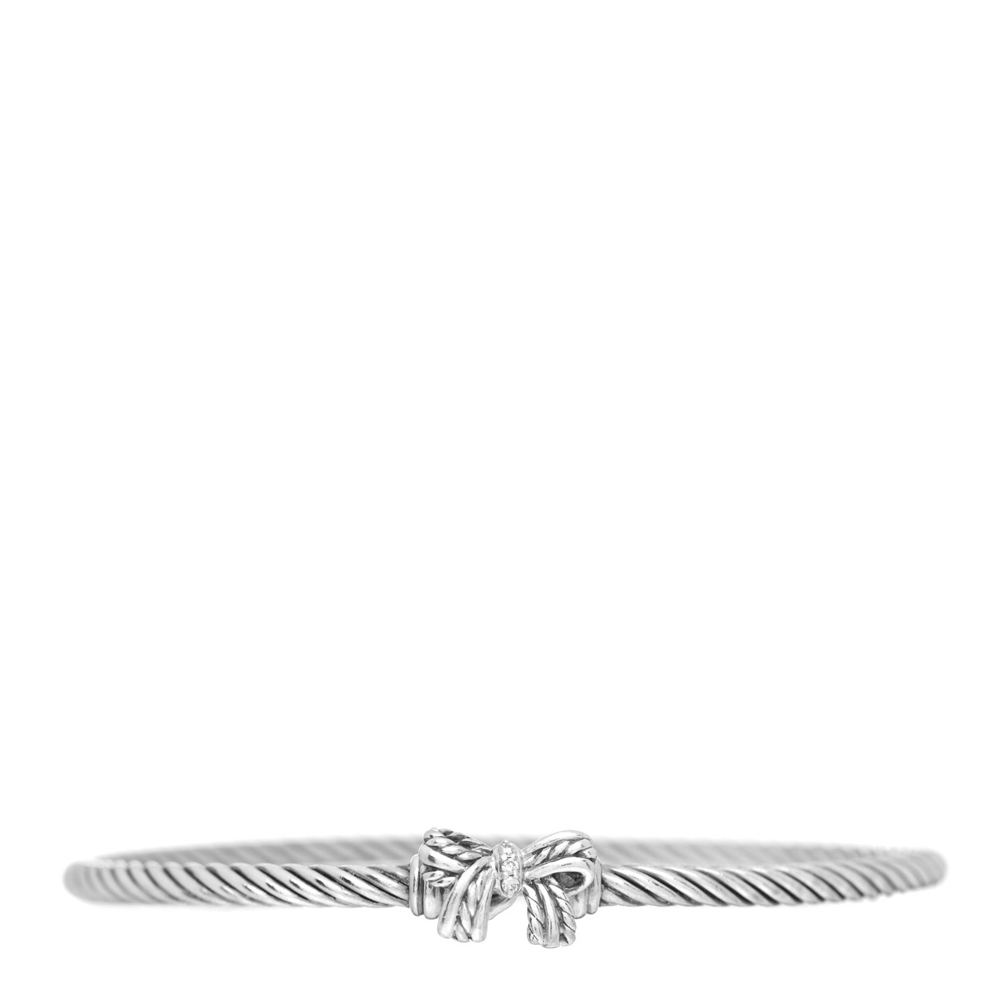 Sterling Silver Diamond Bow Cable Collectibles Bracelet