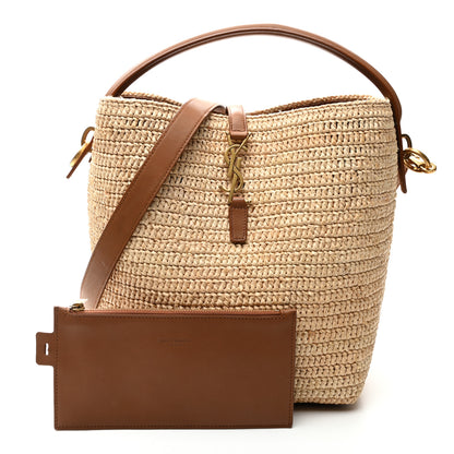 Saint Laurent Raffia Vegetable Le 37 Bucket Bag Naturel Brick 3 of 11