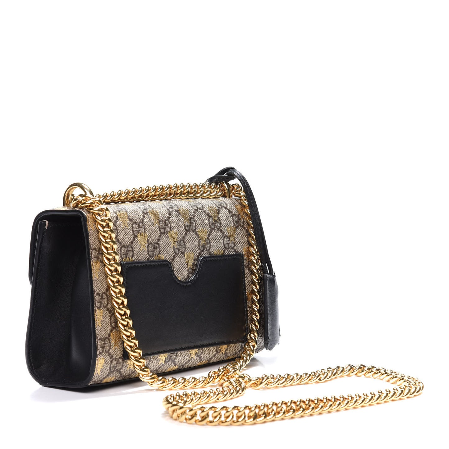GG Supreme Monogram Bees Small Padlock Shoulder Bag Black