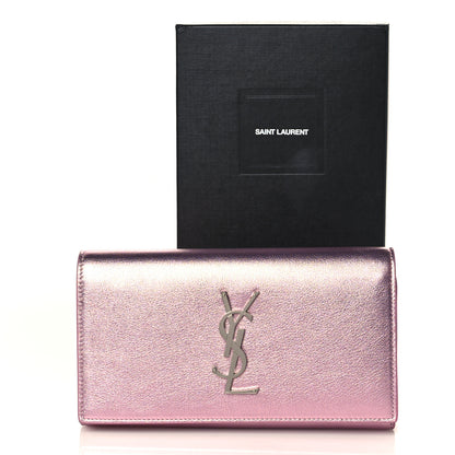 Saint Laurent Metallic Calfskin Classic Monogram Cassandre Wallet New Azalea 7 of 7