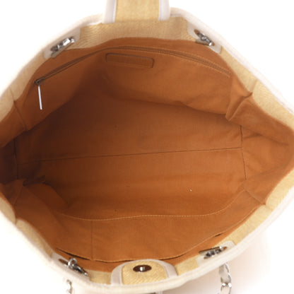 Chanel Canvas Small Deauville Tote Light Yellow 4 of 9