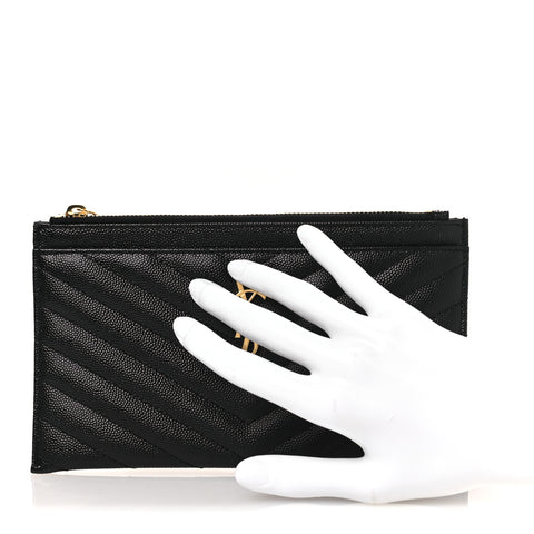 Grain De Poudre Chevron Monogram Large Bill Pouch Black