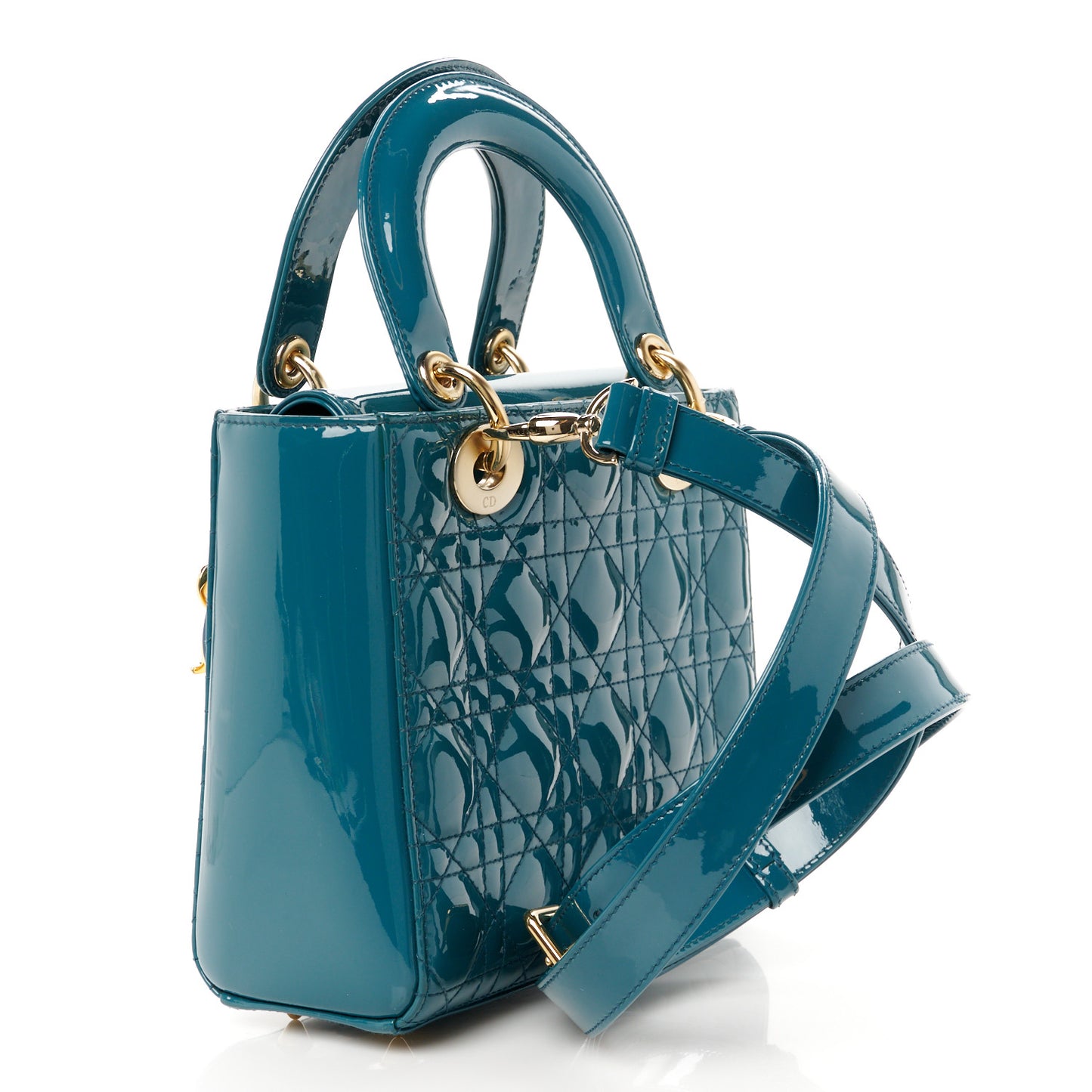 Patent Cannage Small Lady Dior Turquoise