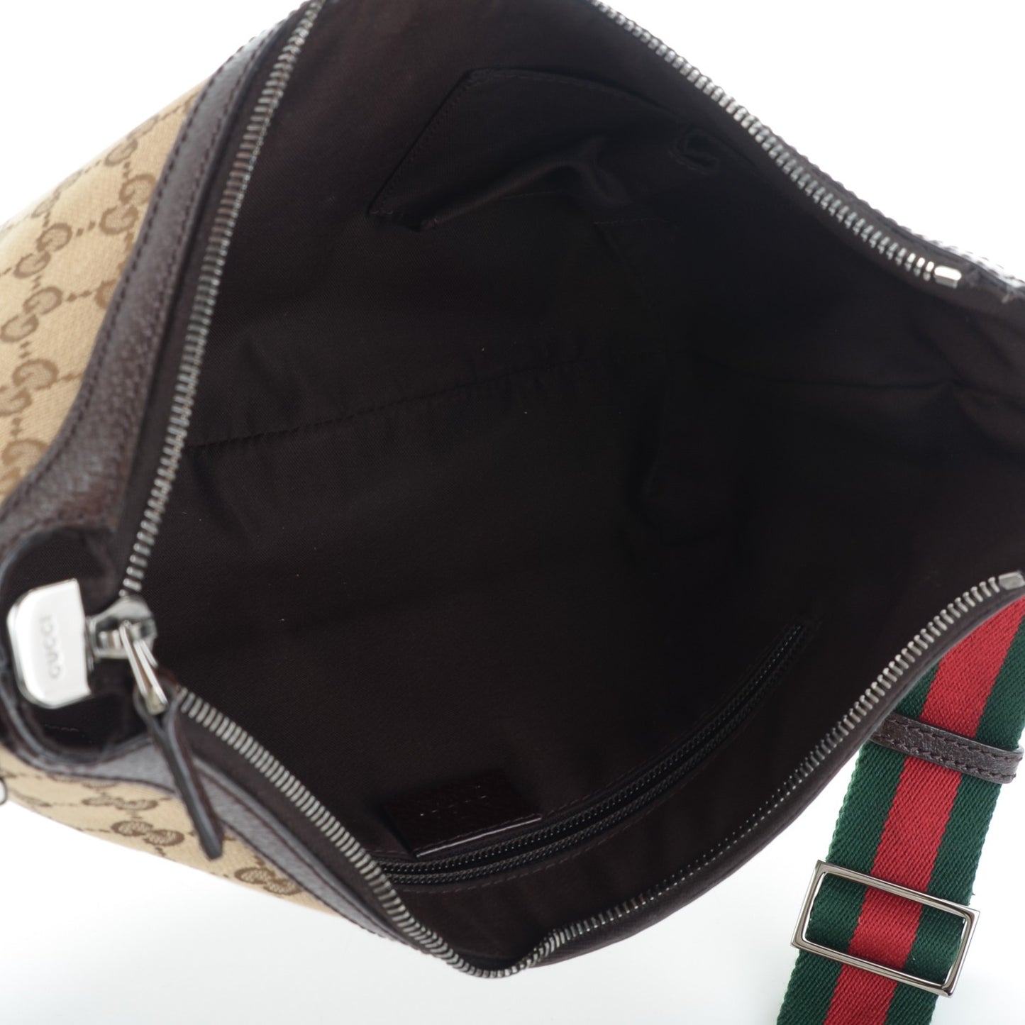 Monogram Web Medium Half Moon Hobo Dark Brown