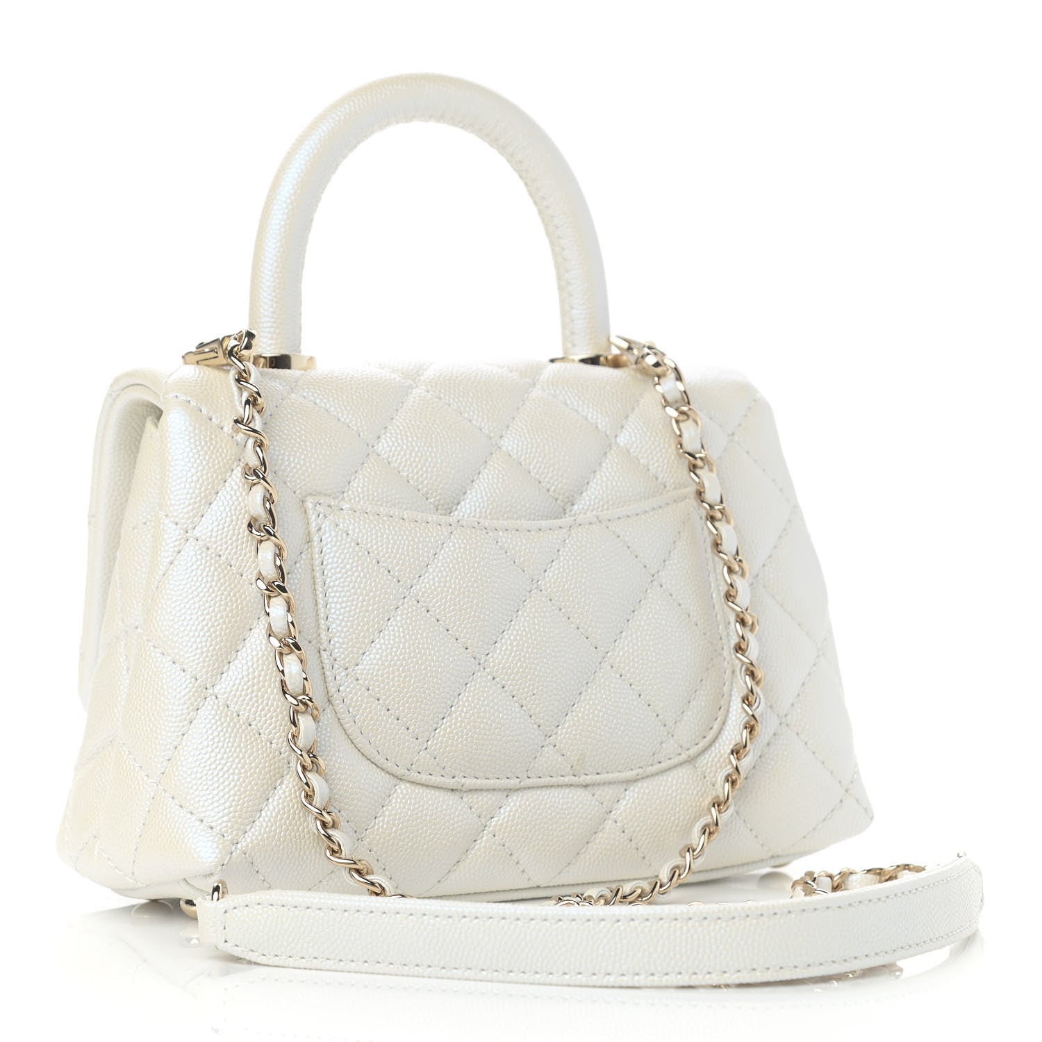Chanel Iridescent Caviar Quilted Extra Mini Coco Handle Flap White 3 of 11
