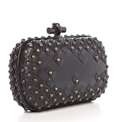 Bottega Veneta Waxy Nappa Intrecciato Knot Studded Clutch Gray 3 of 6
