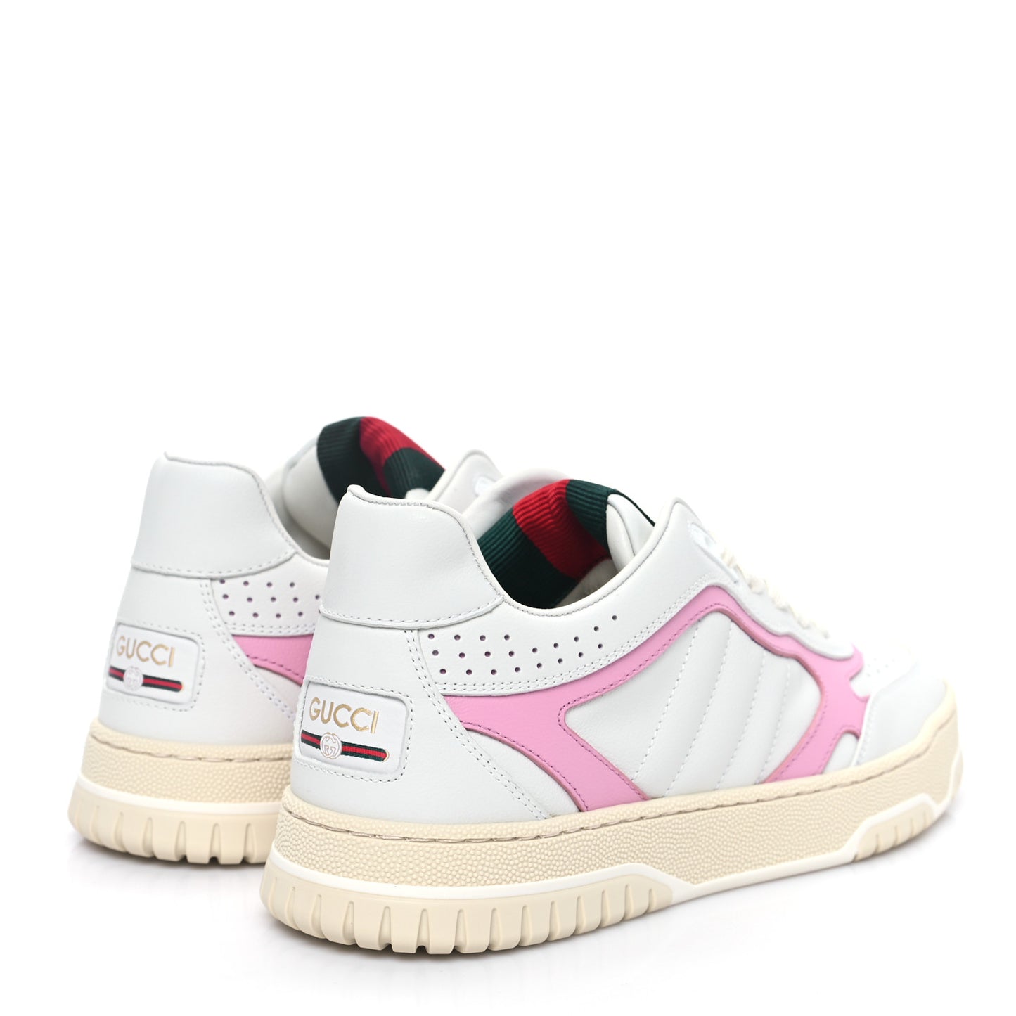 Calfskin Womens Re-Web Sneakers 37 White Pink
