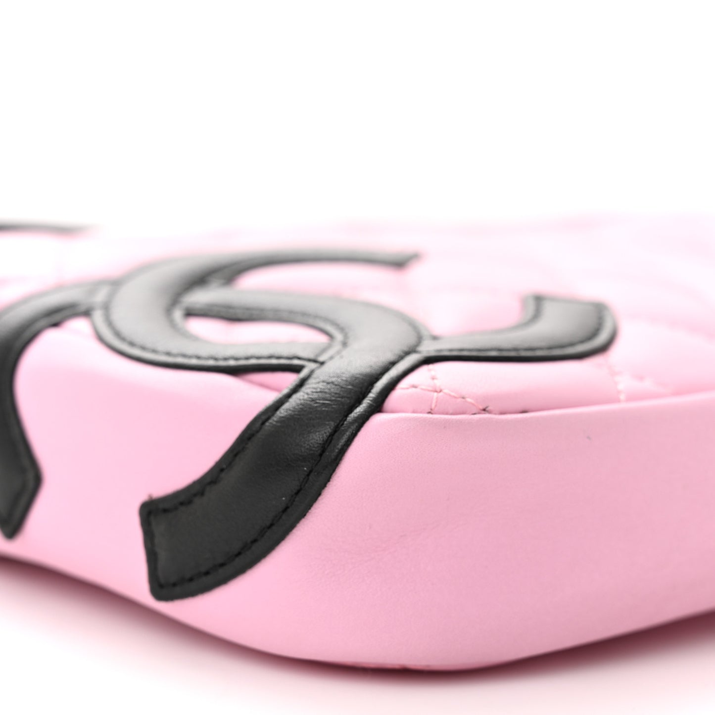 Calfskin Quilted Cambon Pochette Pink Black