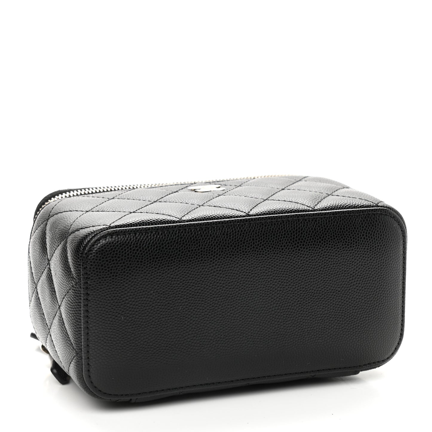 Caviar Quilted Small Vanity Case With Chain Black