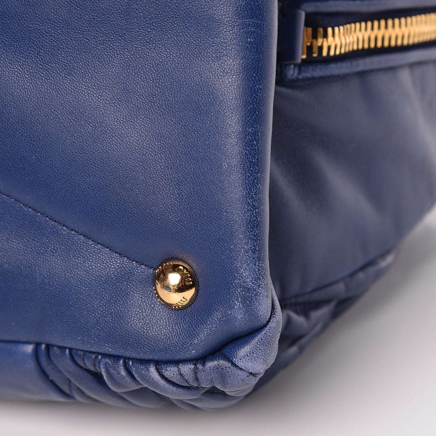 Nappa Matelasse Tote Blue