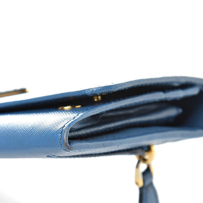 Prada Saffiano Continental Flap Wallet Cobalto 9 of 13