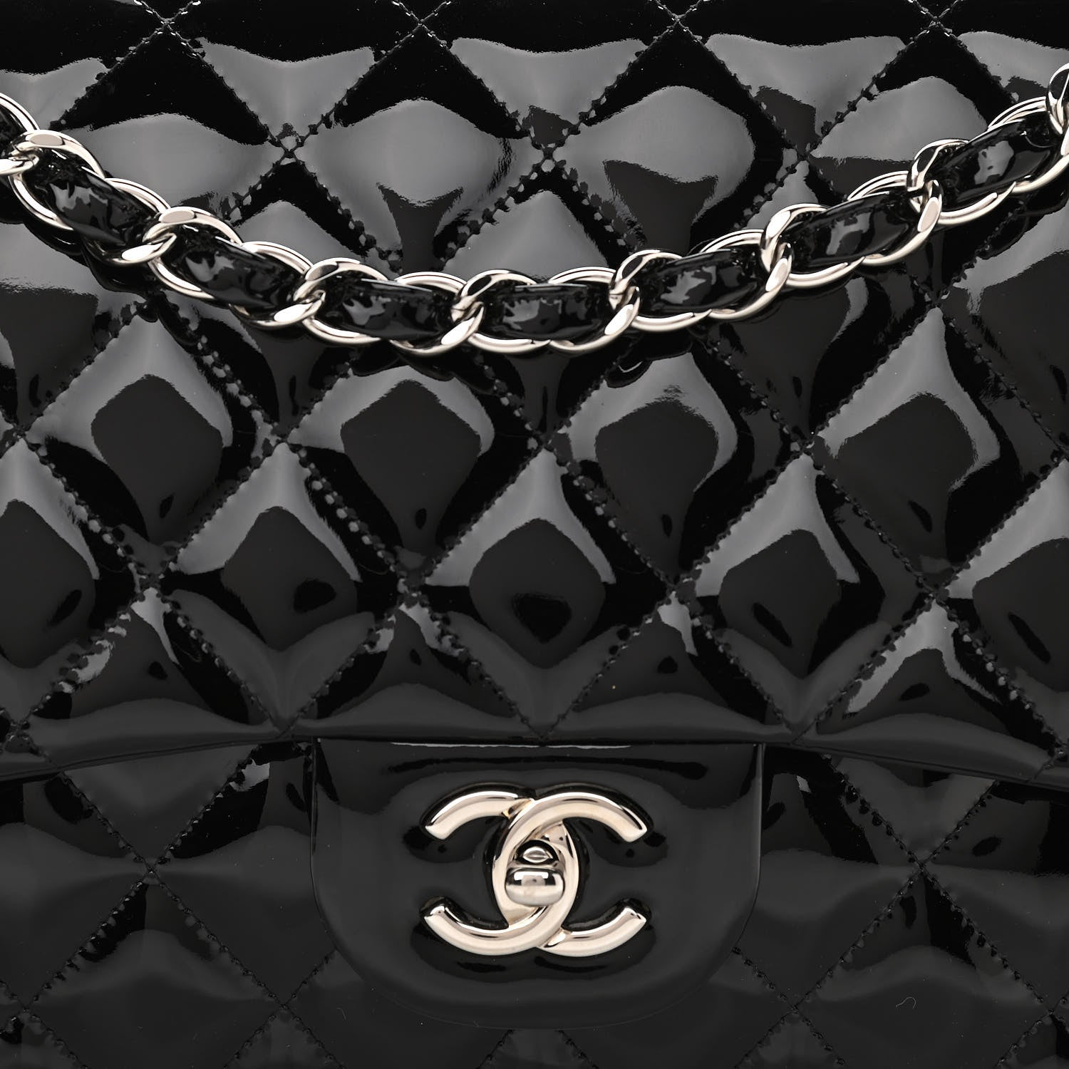 Chanel Patent Quilted Jumbo Double Flap Black 8 of 10