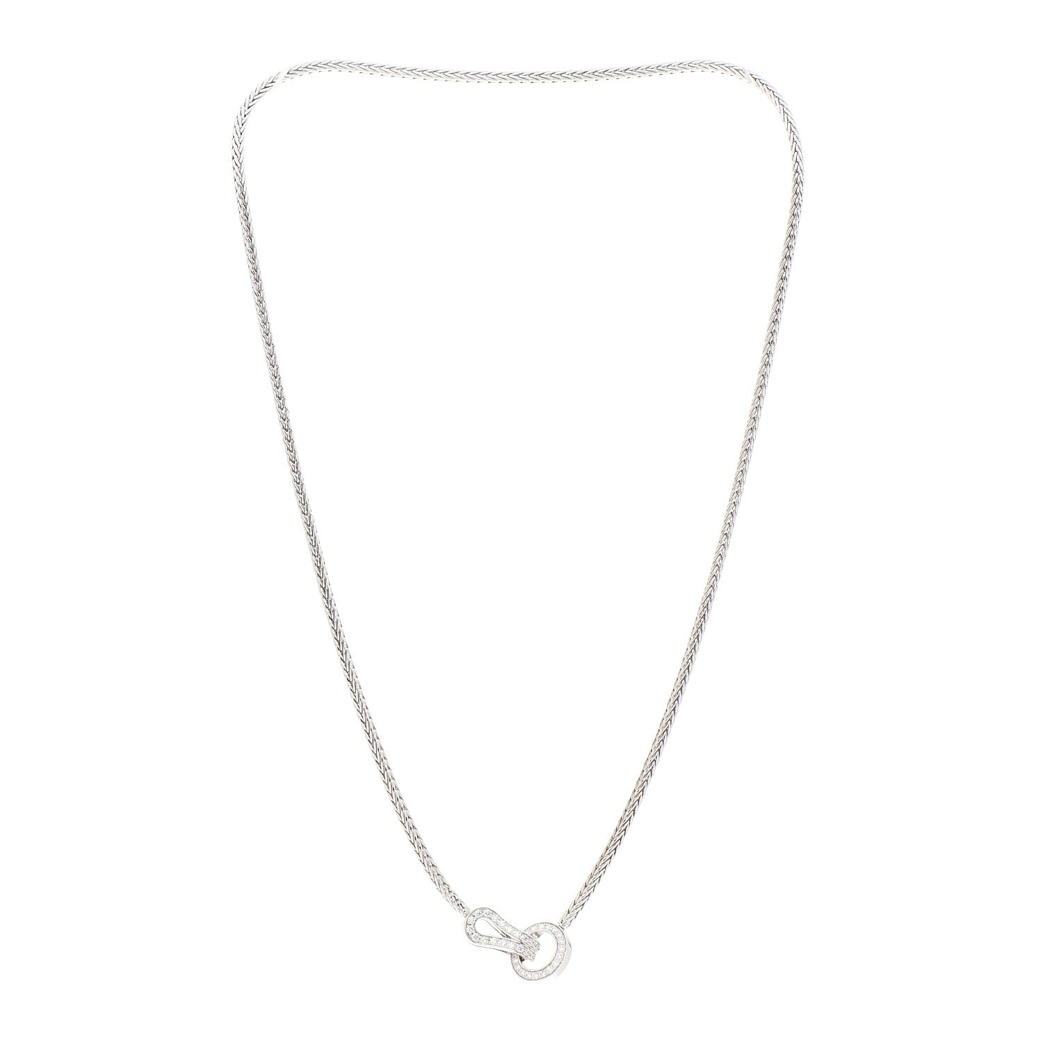 Cartier 18K White Gold Diamond Agrafe Rope Necklace 3 of 5
