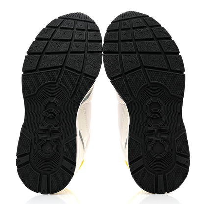 Jimmy Choo Calfskin Neoprene Raine Sneakers 37 White Yellow 5 of 9
