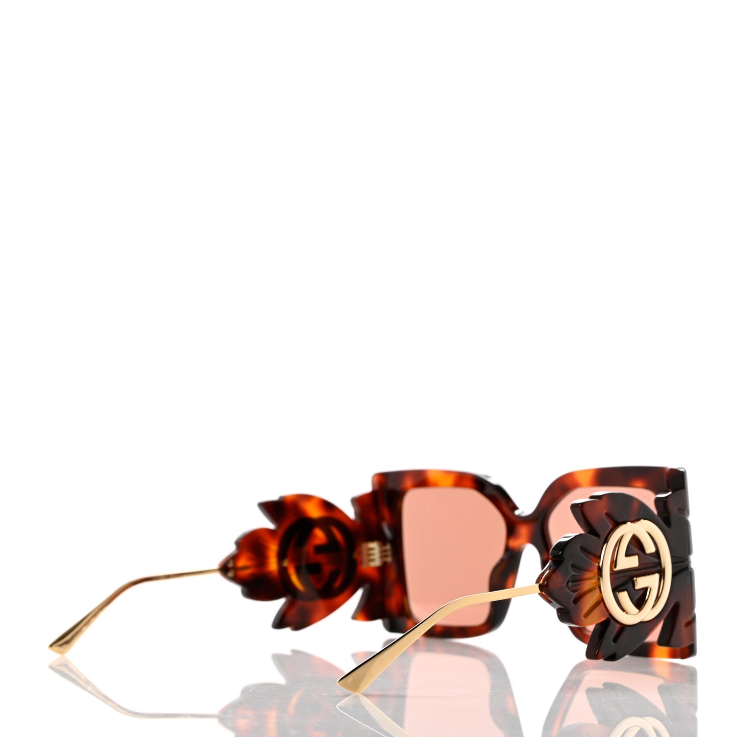 Acetate Square Frame Wing Sunglasses GG0535S Havana
