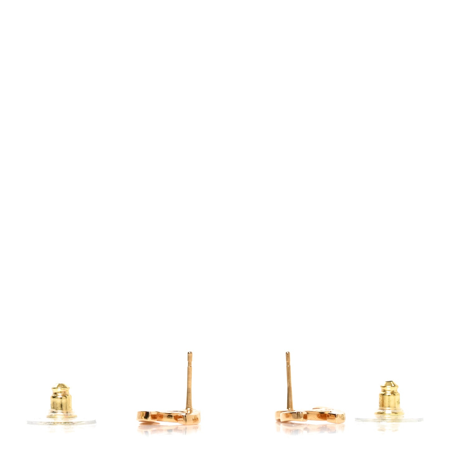 Metal CC Paris Button Stud Earrings Gold