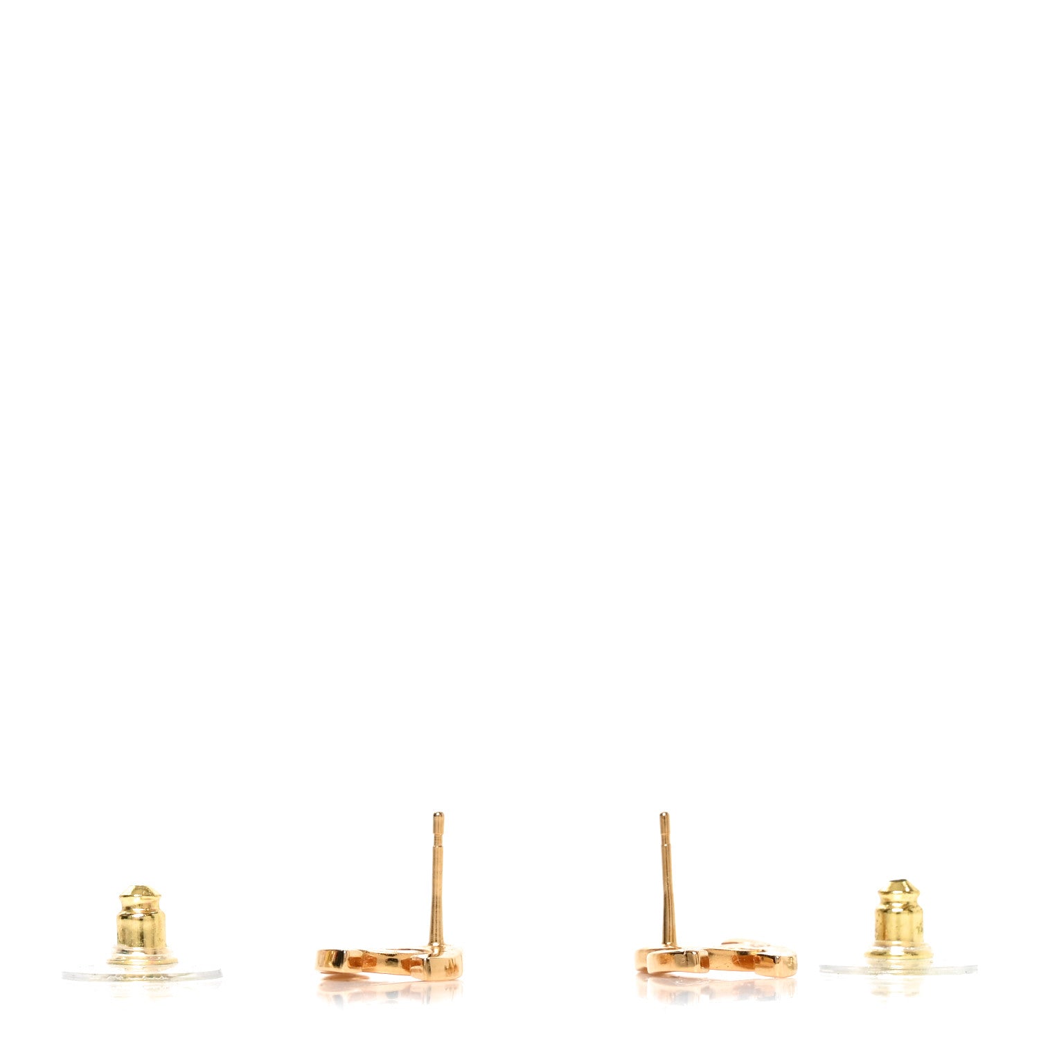 Chanel Metal CC Paris Button Stud Earrings Gold 3 of 5