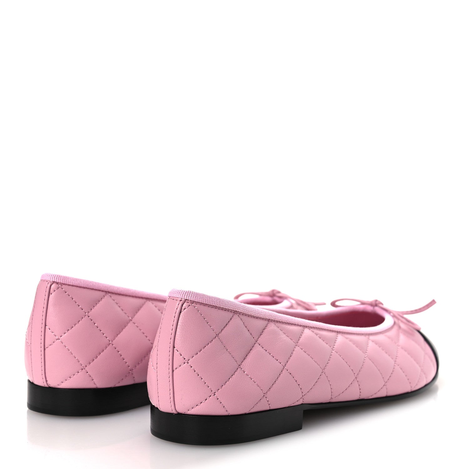 Chanel Lambskin Quilted CC Cap Toe Ballerina Flats 38.5 Pink Black 5 of 12