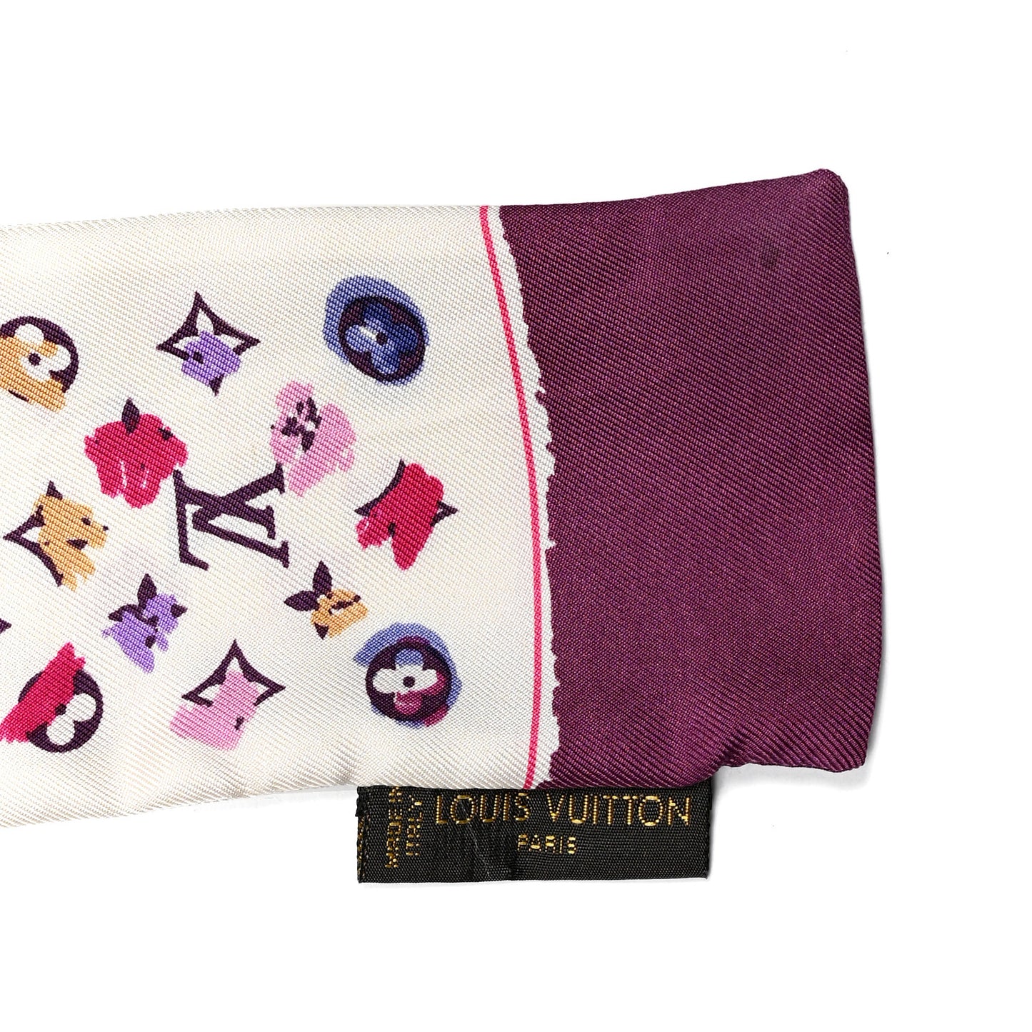 Silk Monogram Splash Bandeau Purple