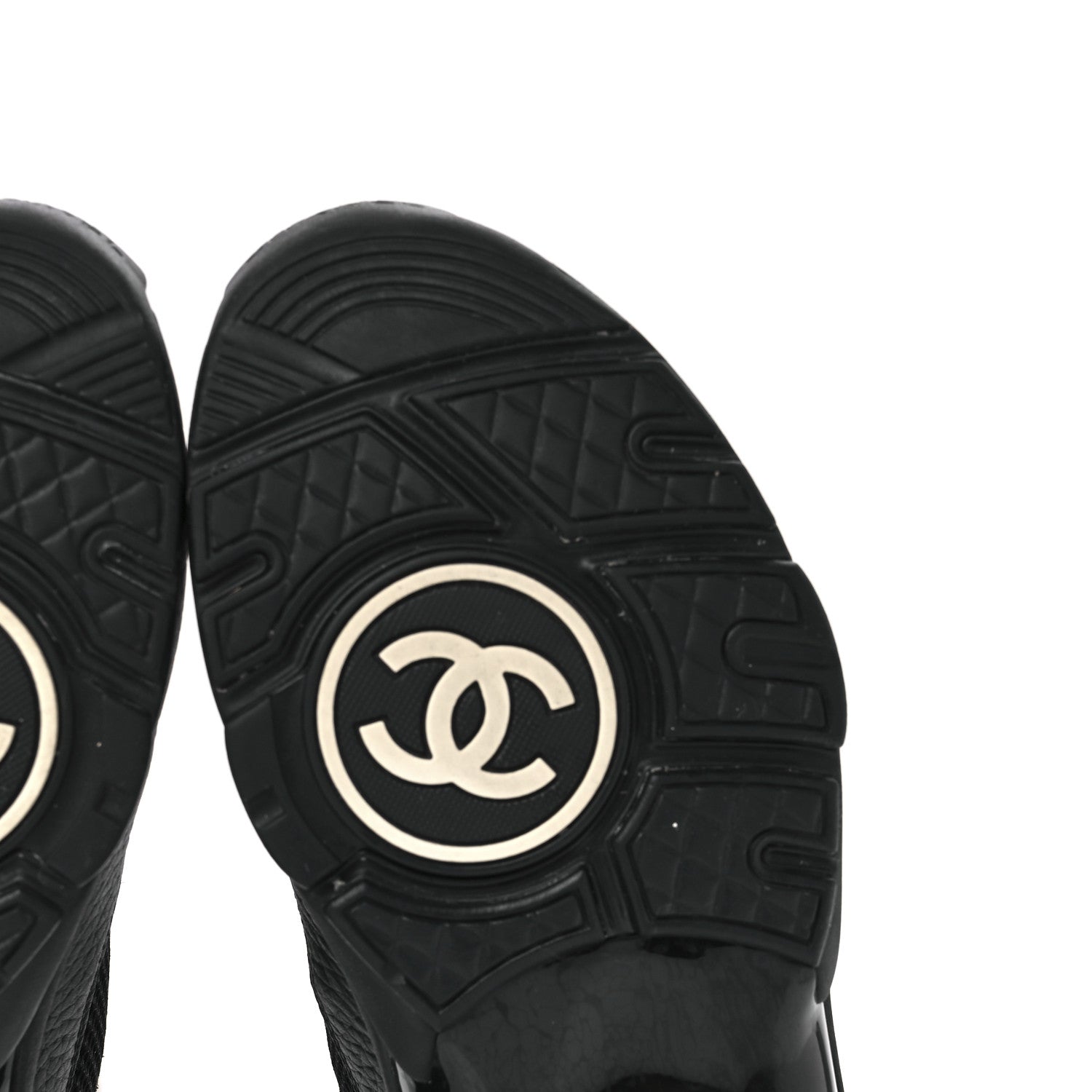 Chanel Mesh Suede Grained Calfskin Womens CC Sneakers 36.5 Black White 6 of 9