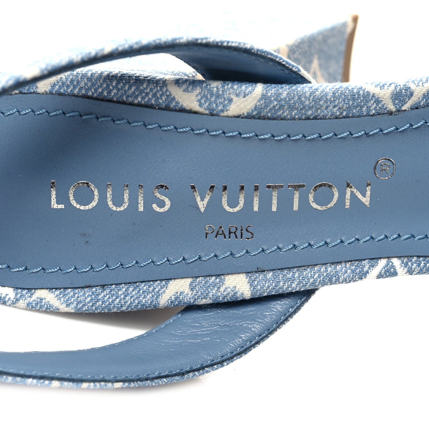 Monogram Jacquard Denim Platform Sandals 40 Blue
