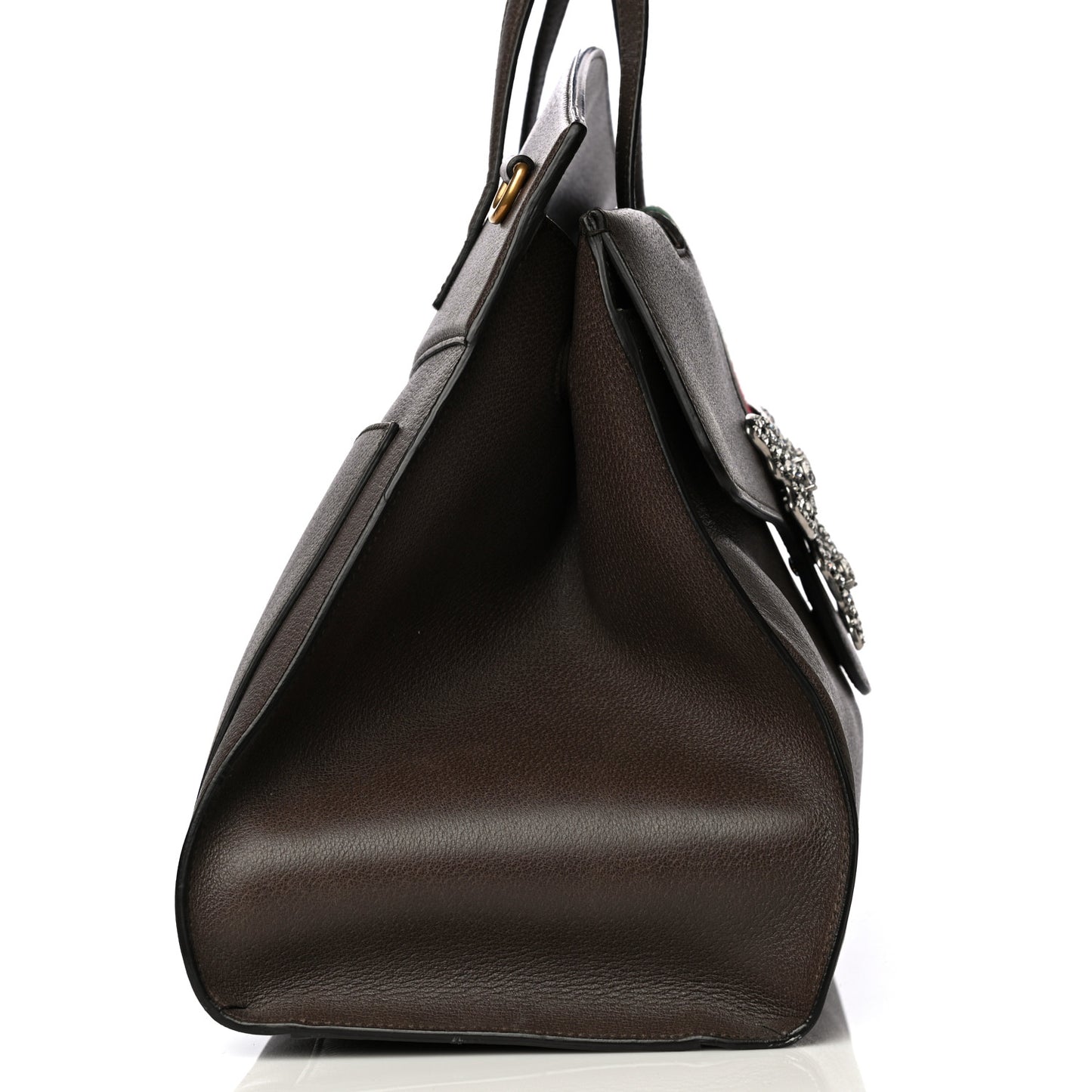 Textured Calfskin Web Crystal Butterfly Stripe Large Totem Top Handle Bag New Acero