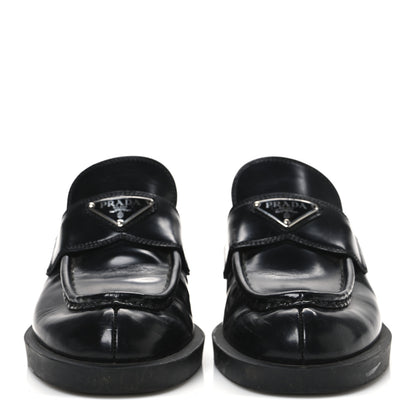 Prada Spazzolato Triangle 40mm Loafer Mules 37.5  Black 3 of 10