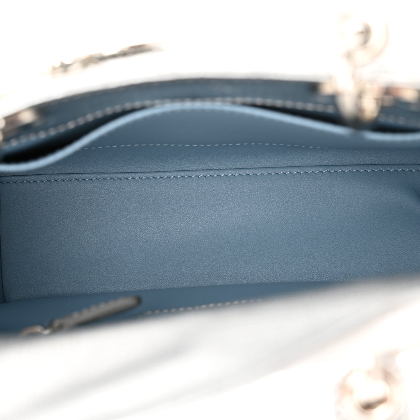 Metallic Grained Calfskin Cannage Small Lucky Badges My Lady Dior Silver