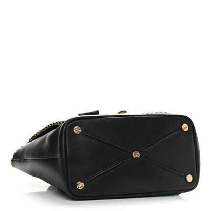 Valentino Garavani Calfskin Groumette Small Demilune Double Handle Satchel Black 3 of 10