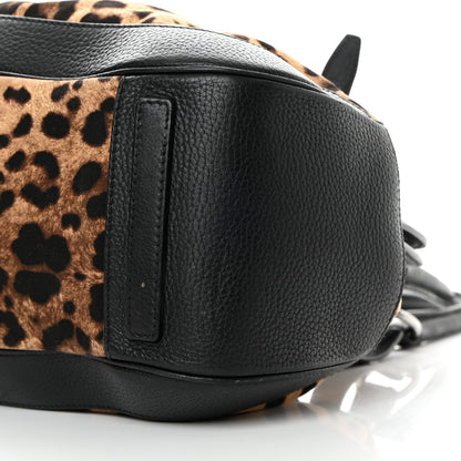 Dolce & Gabbana Calfskin Canvas Leopard Print Animalier Shoulder Bag Black 9 of 23