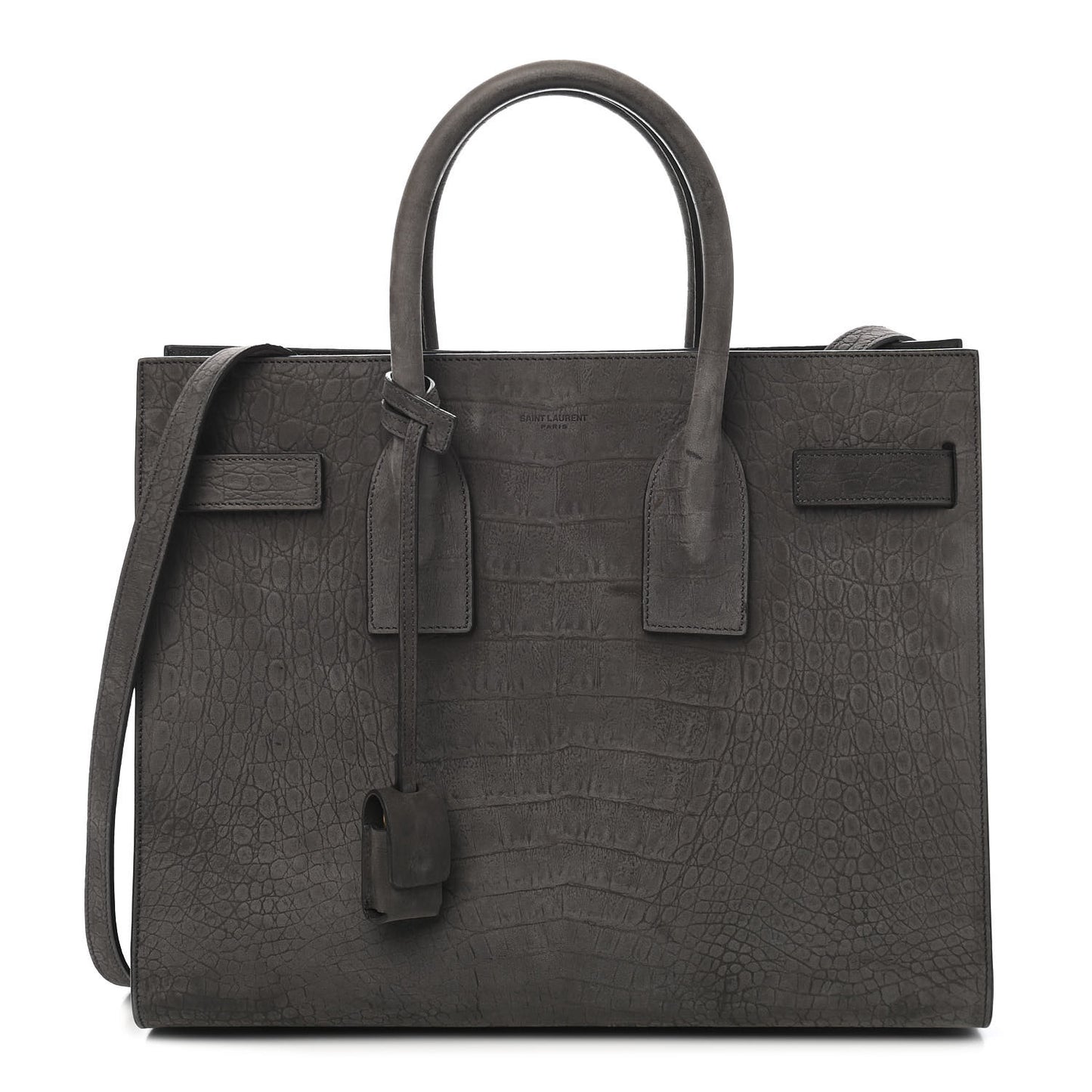 Crocodile Embossed Nubuck Small Sac De Jour Dark Anthracite