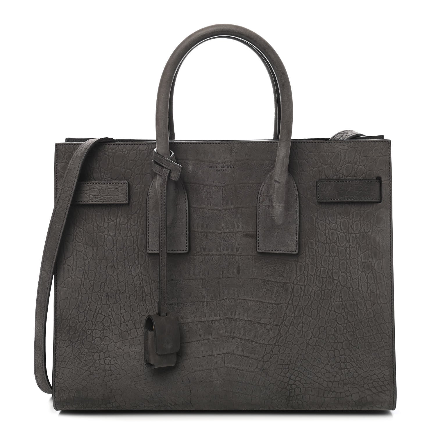 Saint Laurent Crocodile Embossed Nubuck Small Sac De Jour Dark Anthracite 1 of 9
