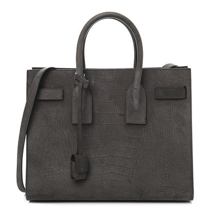 Saint Laurent Crocodile Embossed Nubuck Small Sac De Jour Dark Anthracite 1 of 9