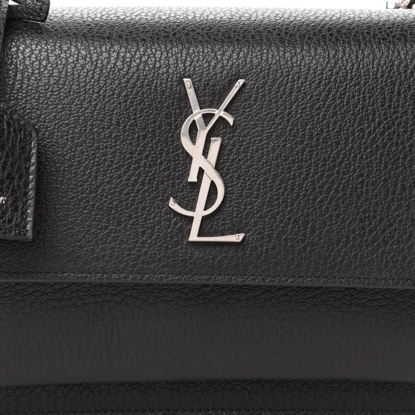 Grained Calfskin Medium Monogram Sunset Satchel Black