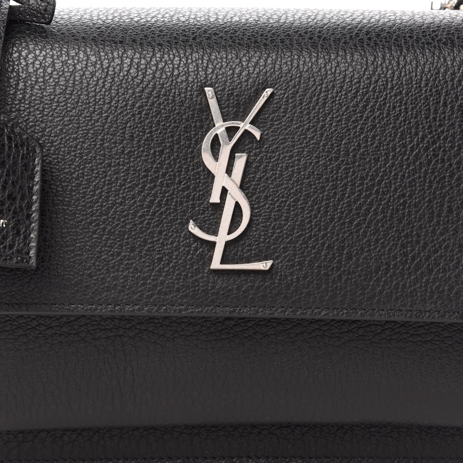 Saint Laurent Grained Calfskin Medium Monogram Sunset Satchel Black 10 of 10