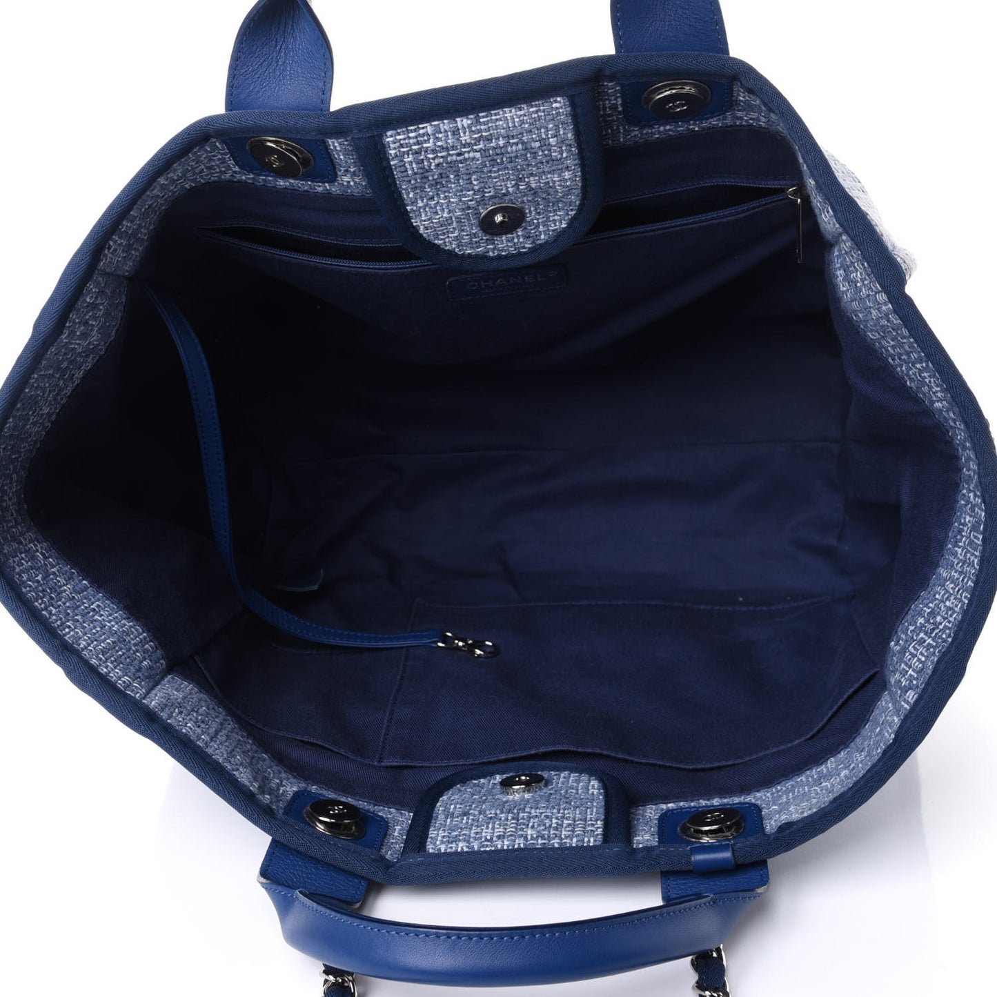 Woven Straw Raffia Medium Deauville Tote Blue