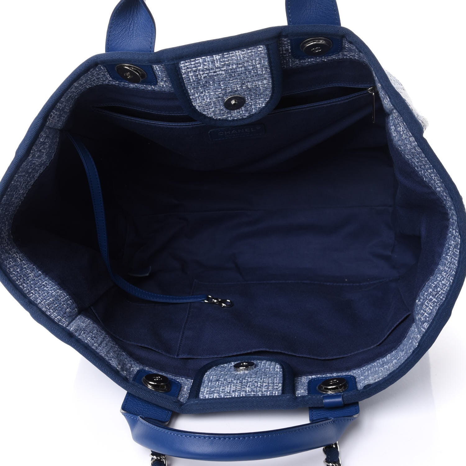 Chanel Woven Straw Raffia Medium Deauville Tote Blue 4 of 4