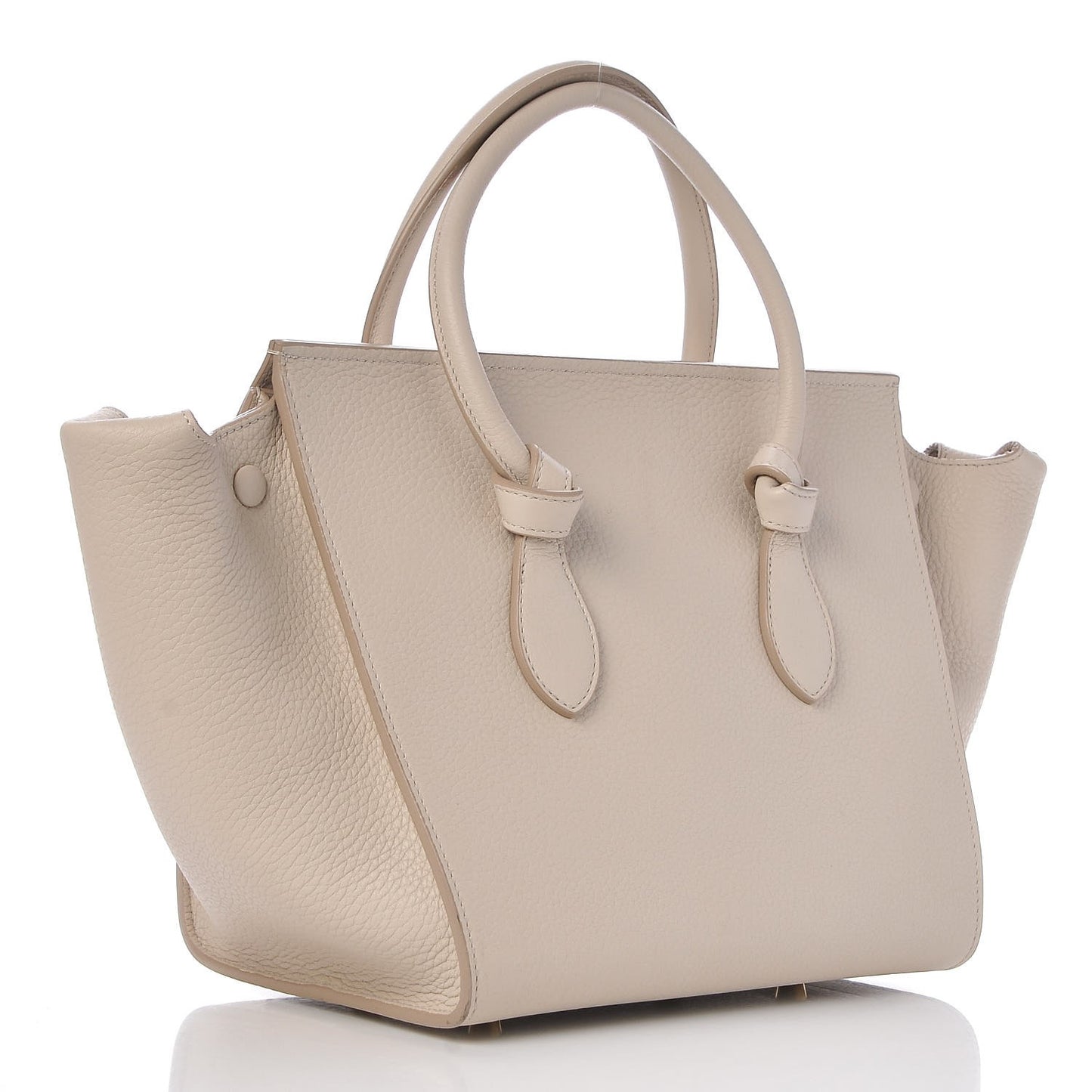 Crisped Calfskin Mini Tie Knot Tote Chalk