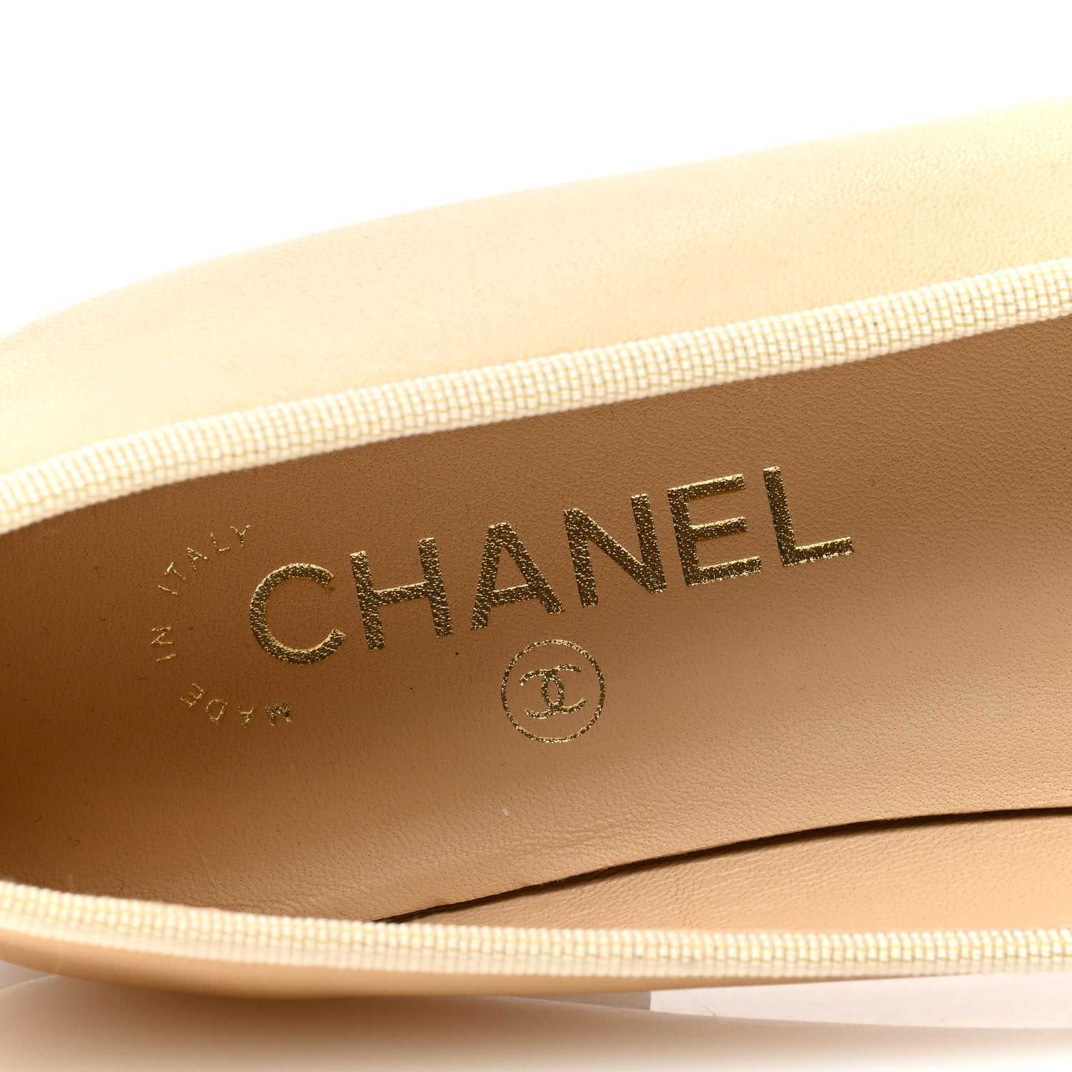 Chanel Lambskin Cap Toe CC Ballerina Flats 39 Beige Black 7 of 8