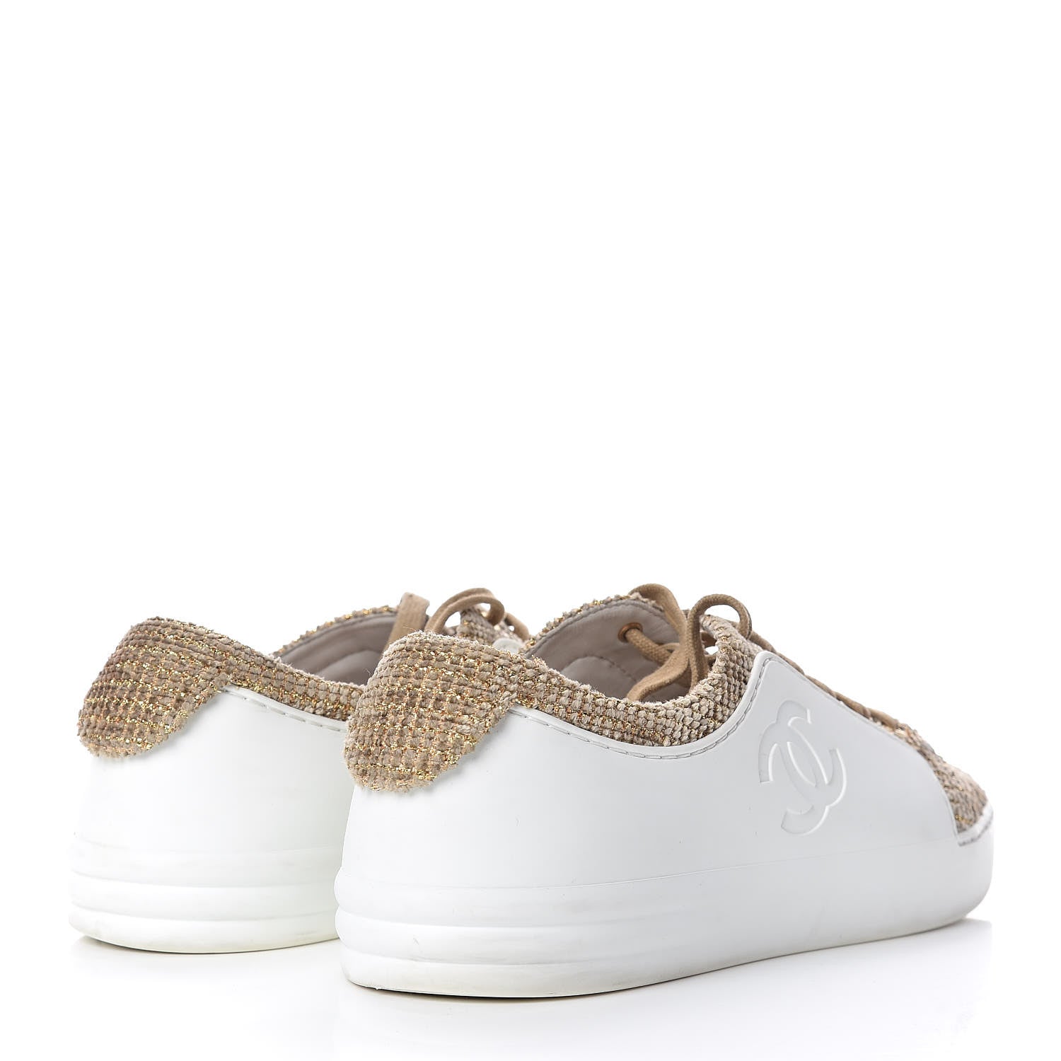 Chanel Fantasy Tweed Sneakers 39.5 Beige Gold 4 of 16