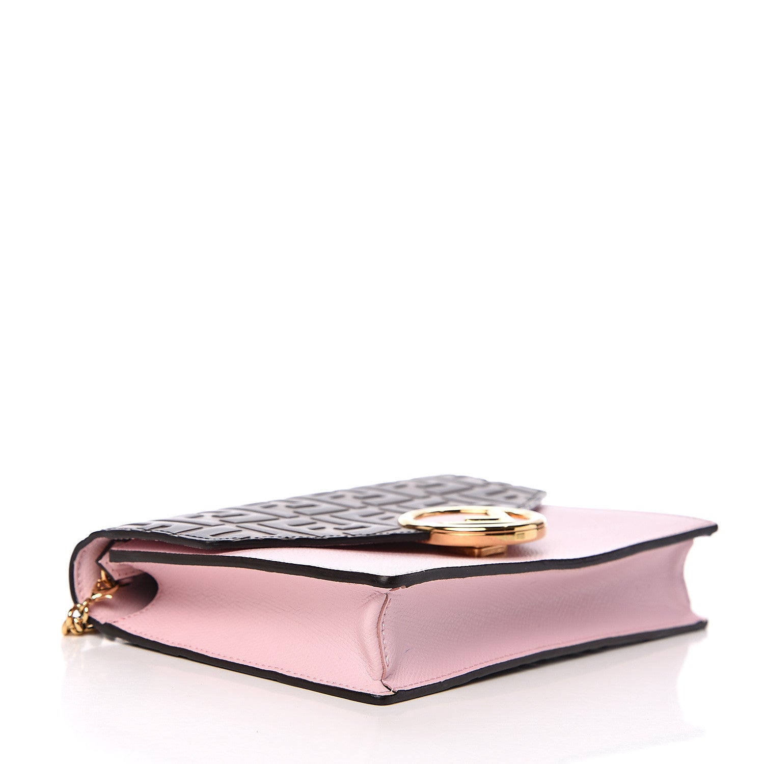 Fendi Vitello Cruise F is Fendi FF 1974 Embossed Medium Envelope Wallet On Chain Maya Black Peonia 3 of 9