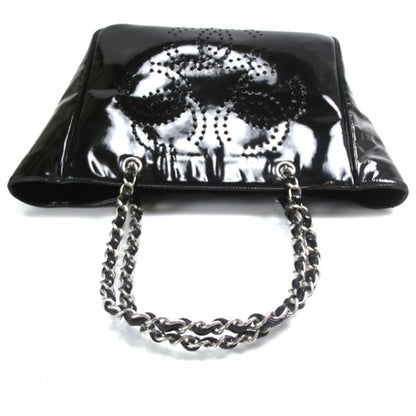 Chanel Patent Perforated CC Shopping Tote Black 6 of 9