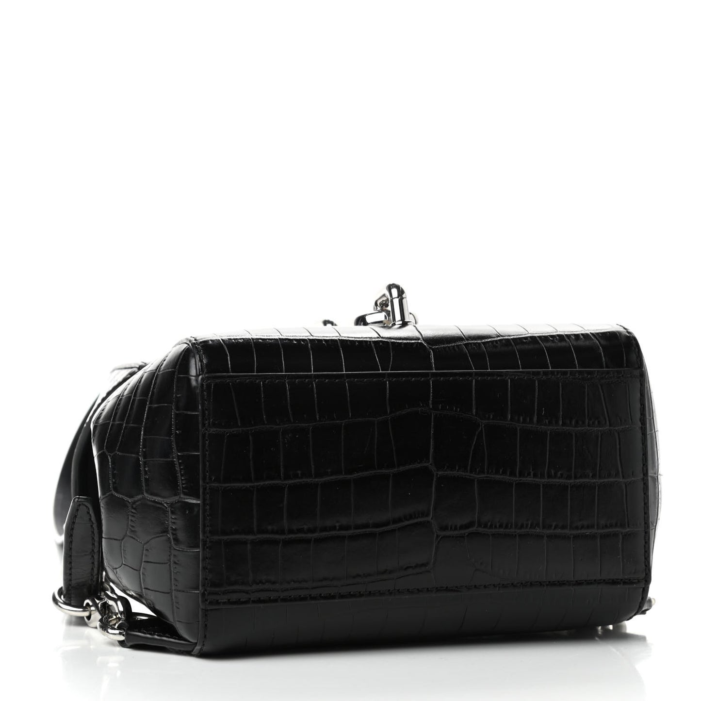 Crocodile Embossed Calfskin Mini Hook Backpack Black