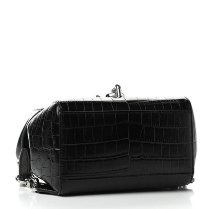Alexander Wang Crocodile Embossed Calfskin Mini Hook Backpack Black 3 of 4